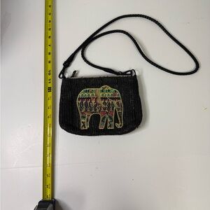 Sakroots Black Mini Bag with Colorful Elephant Design